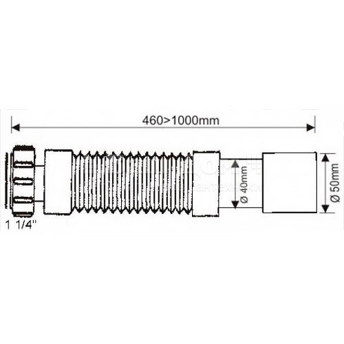 Гибкая труба McAlpine MRMF1-S L460-1000 мм, вход 1 1/4"