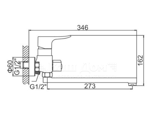 Смеситель для ванны Ledeme H34 L2234 длинный излив