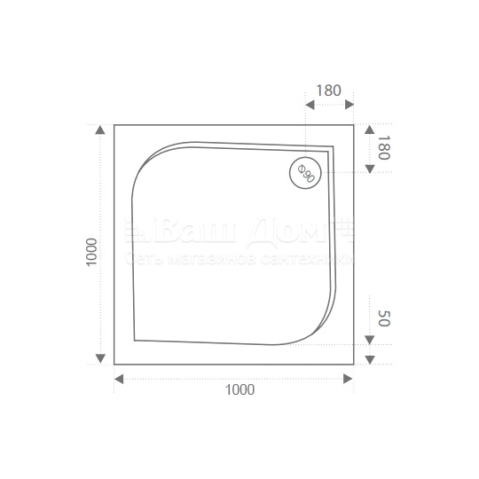 Душевой поддон Good Door Квадро 100x100, литьевой, квадратный