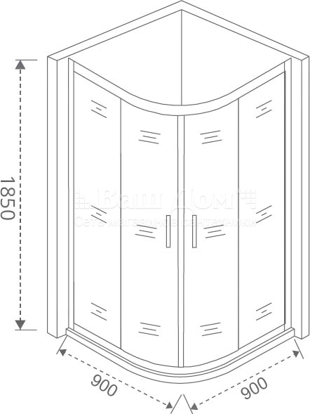 Душевой уголок Good Door Latte R-90-G-WE 90x90, грейп, 5 мм