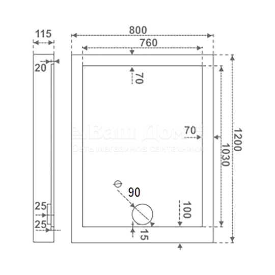 Душевой поддон Good Door Олимпик NEW120x80, акрил, прямоугольный