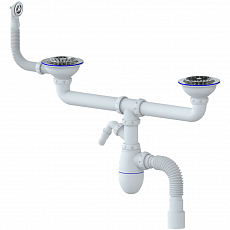 Сифон для кухонной мойки Unicorn B731V 3 1/2" двойной с гофрой