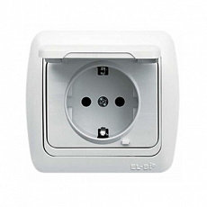 Розетка EL-BI Tuna 502-21-218 с заземлением с крышкой, белая