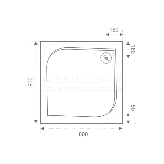 Душевой поддон Good Door Квадро 80x80, литьевой, квадратный