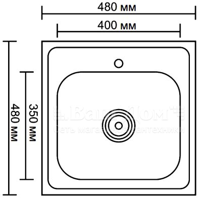 Мойка кухонная Ledeme L94848 (480*480*180) 0,8 mm, глянец, прямоугольник