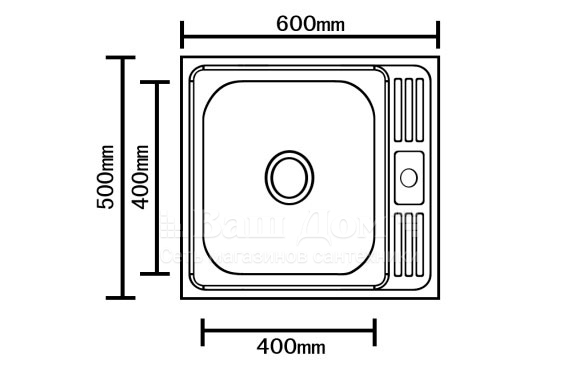 Мойка кухонная Mixline 5060 (500*600) накладная, 0,8/180