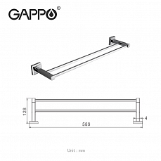 Полотенцедержатель Gappo G38 G3809, двойная планка хром