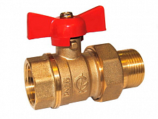 Кран шаровый Галлоп 3/4" бабочка американка, никель, белая ручка