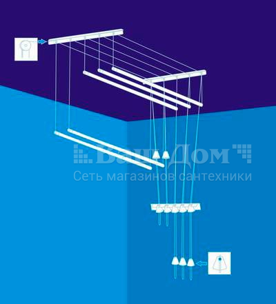 Сушилка для белья Лиана 1,7 м потолочная