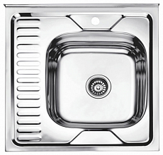 Мойка кухонная Ledeme L96060-R (600*600*180) 0,8 mm, правая, накладная