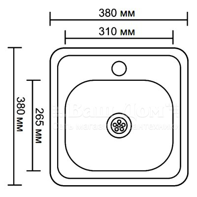 Мойка кухонная Ledeme L93838 (380*380*160) 0,8 mm, глянец, квадрат