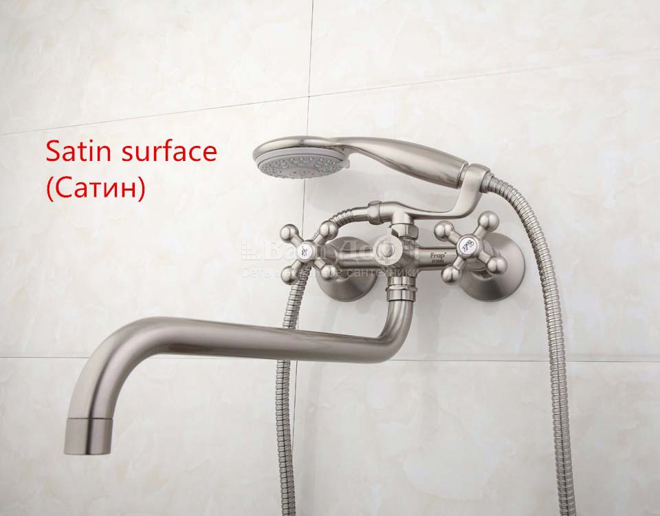 Смеситель для ванны Frap H19-5 F2619-5, длинный излив, сатин 2 фото