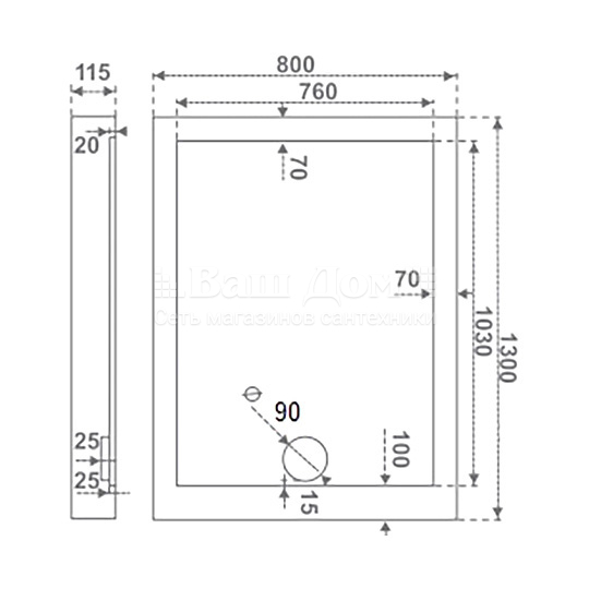 Душевой поддон Good Door Олимпик NEW130x80, акрил, прямоугольный