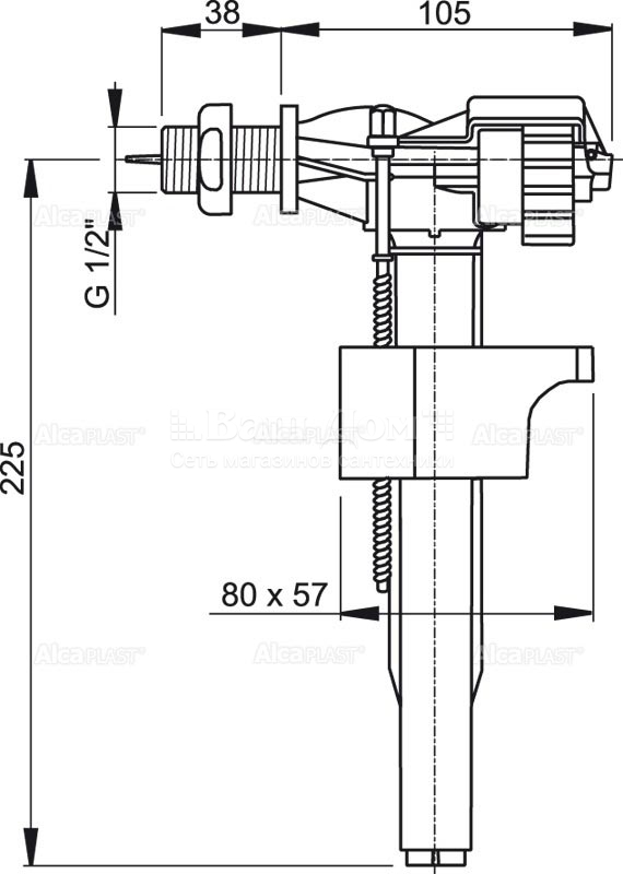 Клапан наполнительный Alca PLAST A15 1/2", боковая подводка 1/2" 2 фото