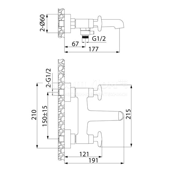 Смеситель для ванны Iddis Acros ACRSB02i02WA короткий излив