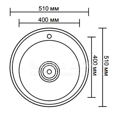 Мойка кухонная Ledeme L65151D (d 510*180) 0,8 mm, декор, круг