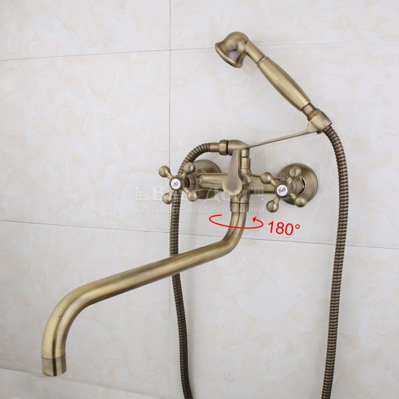Смеситель для ванны Frap H19-4 F2619-4, длинный излив, бронза 3 фото