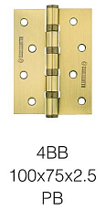 Петля универсальная Zambrotto 4BB PB без колп., полированное золото