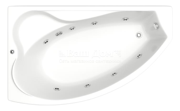 Ванна акриловая BAS Николь 170х102 см, левая 4 фото