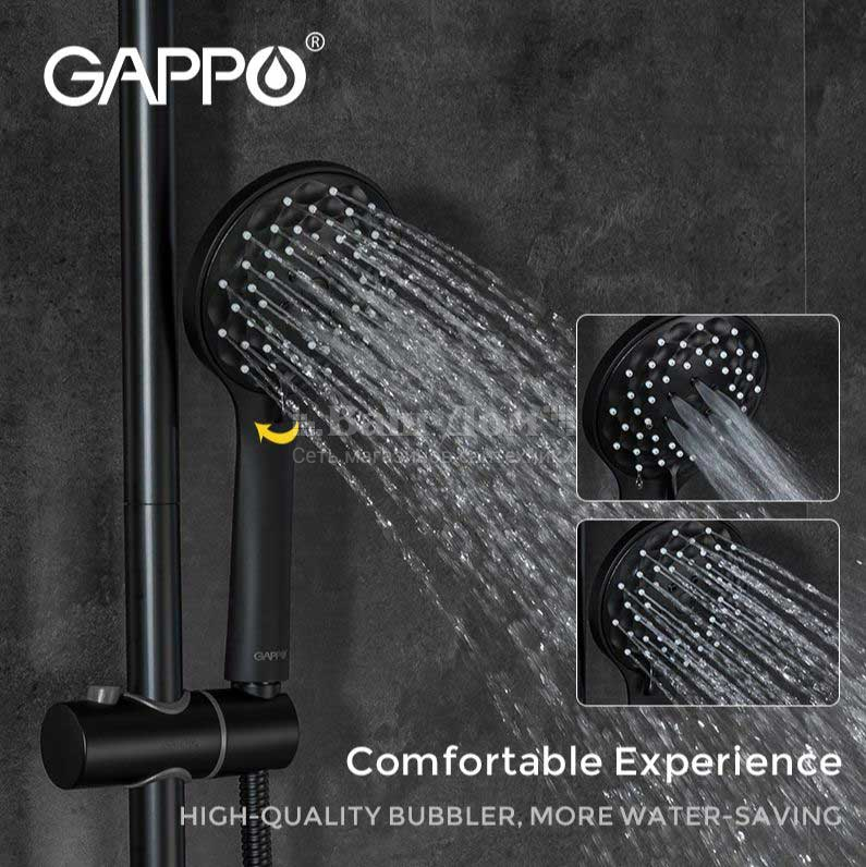 Душевая система Gappo G2490-6, термостат, черный 4 фото