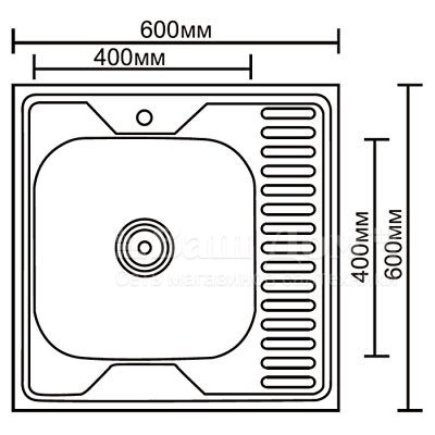 Мойка кухонная Ledeme L96060-L (600*600*180) 0,8 mm, левая, накладная