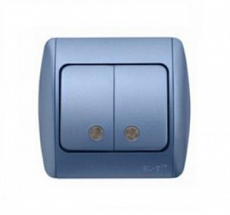 Выключатель EL-BI Tuna 502-12-203 2-клавишный с подсв, синий