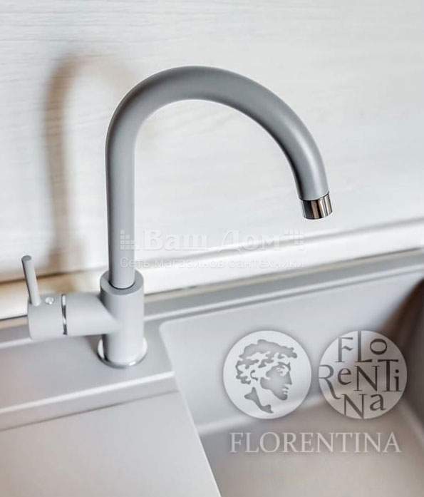 Смеситель для кухни Florentina Альфа FL высокий излив, антрацит 2 фото