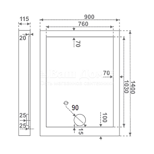 Душевой поддон Good Door Олимпик NEW140x90, акрил, прямоугольный