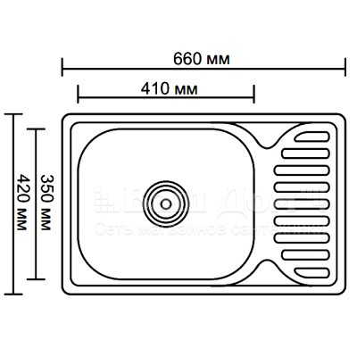Мойка кухонная Ledeme L96642 (660*420*180) 0,8 mm, б/о, глянец