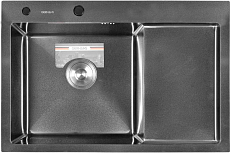 Мойка кухонная Gerhans K37851B-L 78x51x20, толщина 3 мм, графит