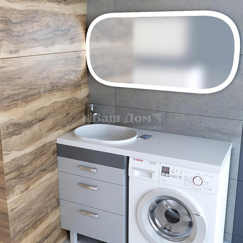 Раковина мебельная Andrea Bruks 1200 над стиральной машиной, левая 3 фото