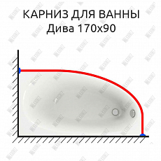 Карниз для ванной Aquatek Дива, 170*90 дуга