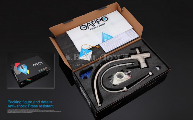Смеситель для кухни Gappo G4399, дополнительный выход для фильтра, нержавеющая сталь 14 фото