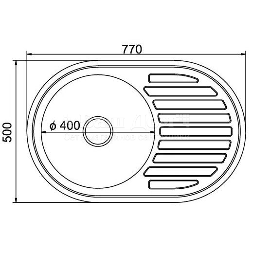 Мойка кухонная Ledeme L87750-R (770*500*180) 0,8 mm, правая, глян