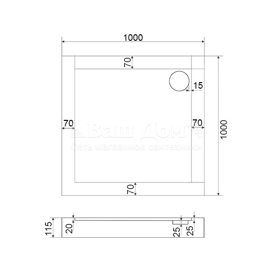 Душевой поддон Good Door Форум NEW100x100, акрил, квадратный