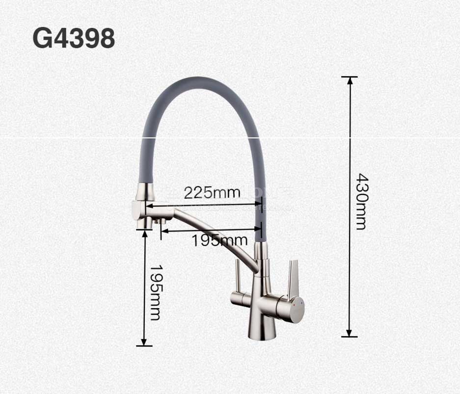 Смеситель для кухни Gappo G4399, дополнительный выход для фильтра, сатин 8 фото